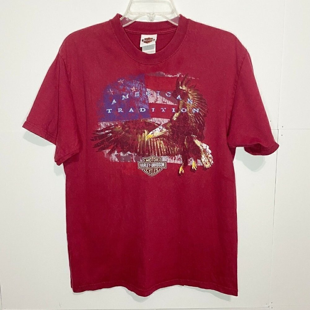 Harley Davidson American Tradition Medium T-shirt Fort Myers Florida Burgundy